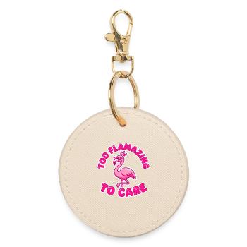 Too Flamazing To Care Flamingo Design - Runder Schlüsselanhänger - Auster - Vorne