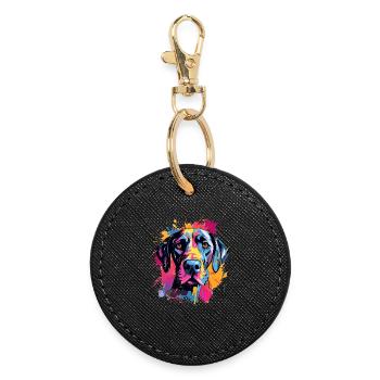 Great Dane Dog Splash Art Colorful - Round Keyring - black - Front
