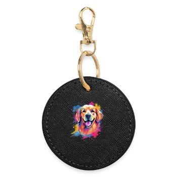 Splash Art Golden Retriever - Porte-clés rond - noir - Devant
