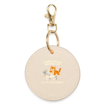 Orange Cat Chaos Funny Cat Orange Tabby Meme - Round Keyring - oyster - Front