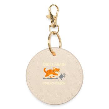 Orange Cat Chaos Funny Cat Orange Tabby Meme - Round Keyring - oyster - Front
