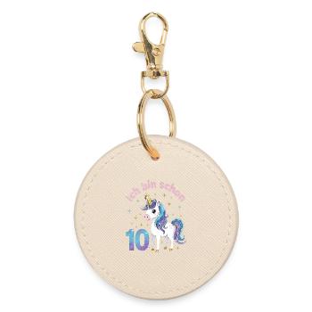 10. Geburtstag Einhorn Mädchen Ich bin schon 10 - Runder Schlüsselanhänger - Auster - Vorne