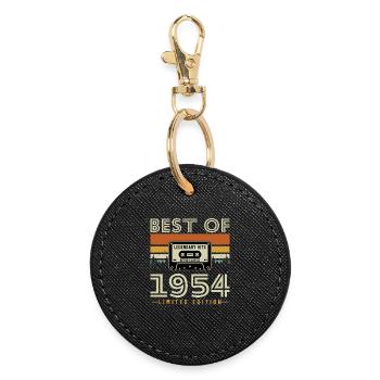 1954 Vintage Retro Geburtstagsgeschenk - Runder Schlüsselanhänger - Schwarz - Vorne