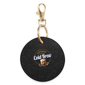 Conception de café vintage à cold brew avec grains de café - Porte-clés rond - noir - Devant