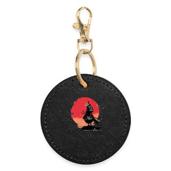 Fox Samurai at Sunset - Round Keyring - black - Front