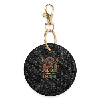 Jamais trop vieux pour le DJ Techno Musik - Porte-clés rond - noir - Devant