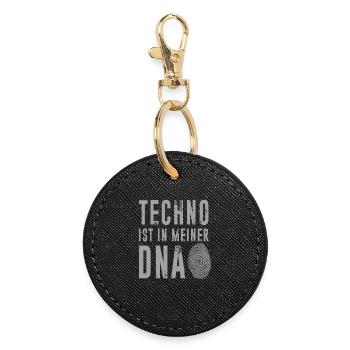 Techno DNA Fingerprint Motiv - Runder Schlüsselanhänger - Schwarz - Vorne