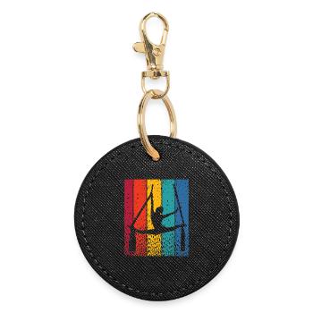 Vertical Cloth Vintage Aerial Acrobatics Aerial Silk - Round Keyring - black - Front