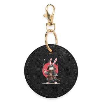 Bunny Samurai in Armor - Round Keyring - black - Front