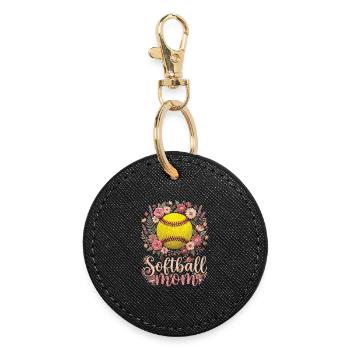 Maman de softball fleuriste Maman - Porte-clés rond - noir - Devant