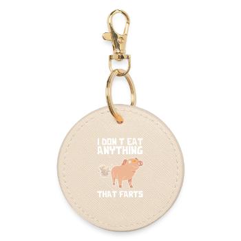 Pig Fart Pun Tee - Round Keyring - oyster - Front