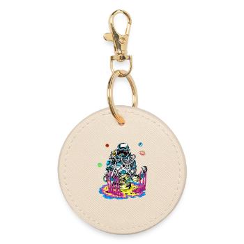 Art de slime arc-en-ciel de l’astronaute psychédélique fondant - Porte-clés rond - huître - Devant