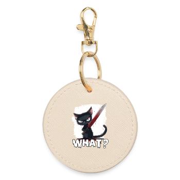 Horror Cat Halloween Party T Kitten Costume - Round Keyring - oyster - Front