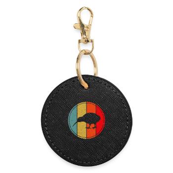 Oiseau néo-zélandard Retro Vintage Sunset Nouvelle-Zélande - Porte-clés rond - noir - Devant