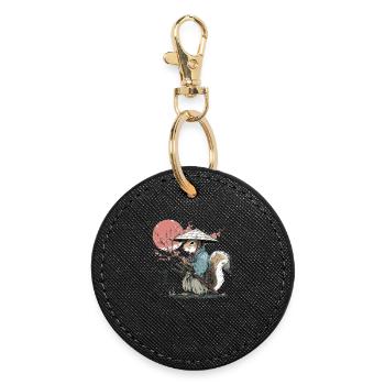 Samouraï Écureuil en Robe de Sakura - Porte-clés rond - noir - Devant