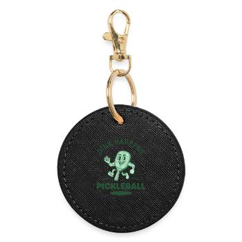 Pickleball funny player pickle ball lovers play - Round Keyring - black - Front