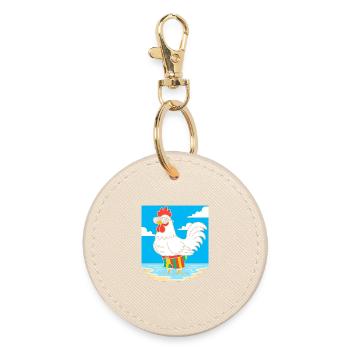 Summer chicken on the beach - Round Keyring - oyster - Front