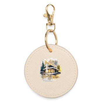 Villa moderne aquarelle - Porte-clés rond - huître - Devant