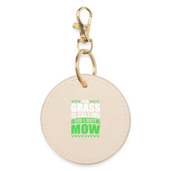 Lawn mower lawn (meadow) - Round Keyring - oyster - Front