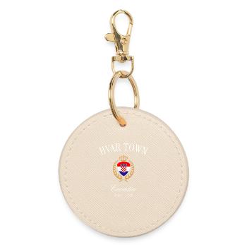 Hvar Croatia Coat of Arms Crown – Travel Souvenir - Round Keyring - oyster - Front