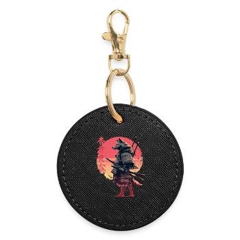 Wolf Samurai at Sunset - Round Keyring - black - Front