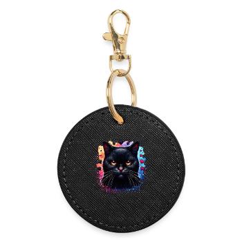 Black cat - Round Keyring - black - Front