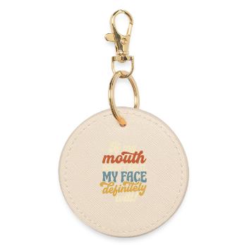 When words are silent, my face speaks - Round Keyring - oyster - Front