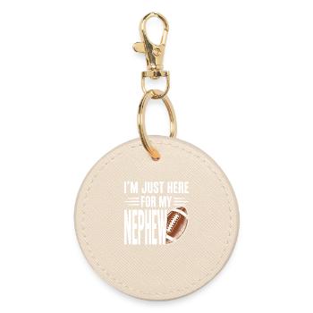 I'm Just Here For My Nephew Football - Round Keyring - oyster - Front