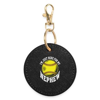 I'm Just Here For My Nephew Softball - Round Keyring - black - Front