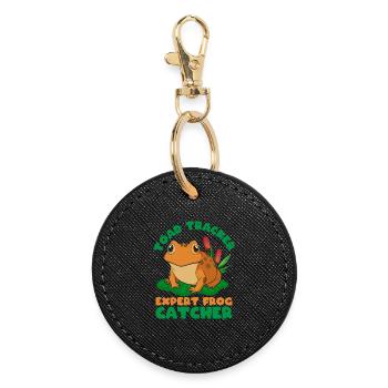 Frog Catcher Toad Tracker Expert Frog - Round Keyring - black - Front