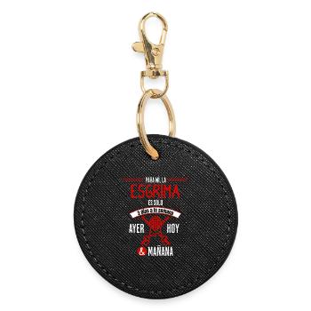Passion quotidienne de l’escrime - Porte-clés rond - noir - Devant