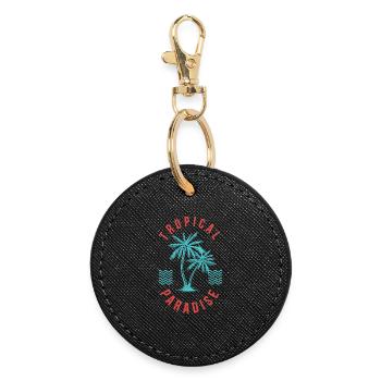 Tropical Paradise Retro Palm Abzeichen - Runder Schlüsselanhänger - Schwarz - Vorne