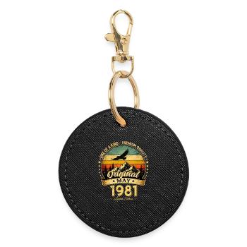 Cadeau du 45e anniversaire Mari Original mai 1981 - Porte-clés rond - noir - Devant