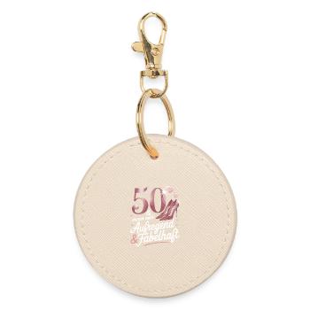 50 and still exciting and fabulous - Round Keyring - oyster - Front