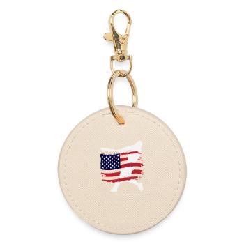 USA Flagge Baseball Spieler Silhouette - Runder Schlüsselanhänger - Auster - Vorne