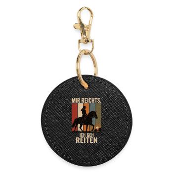 Mir reichts Ich geh reiten Retro Reiter Shirt - Runder Schlüsselanhänger - Schwarz - Vorne