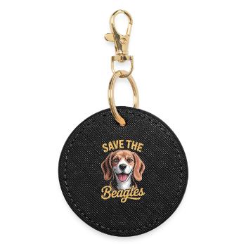 Rettet die Beagles - Runder Schlüsselanhänger - Schwarz - Vorne