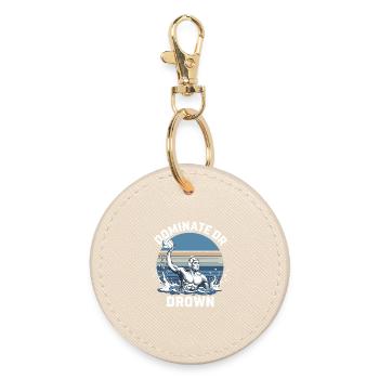Dominate Or Drown Water Polo Motif - Round Keyring - oyster - Front