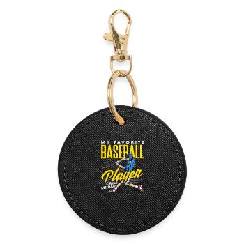 My favorite baseball player calls me daddy - Round Keyring - black - Front