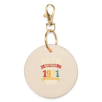 65 Year Old Birthday Legend 1961 - Vintage - Round Keyring - oyster - Front