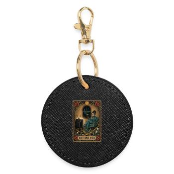 True-Crime-Junkie Tarotkarten-Rätsel - Runder Schlüsselanhänger - Schwarz - Vorne