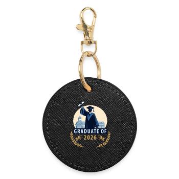 Graduate 2026 with a diploma - Round Keyring - black - Front
