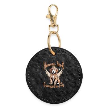 Race de chien Goldendoodle - Porte-clés rond - noir - Devant