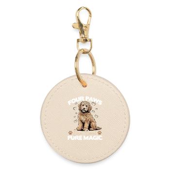 Race de chien Goldendoodle - Porte-clés rond - huître - Devant