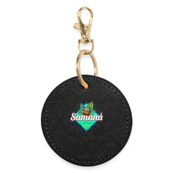 Samana Caribbean Dominican Republic Souvenir - Round Keyring - black - Front