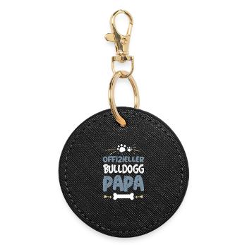 Offizieller Bulldog Papa - Runder Schlüsselanhänger - Schwarz - Vorne