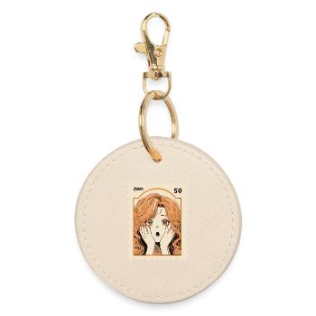 Peachy Shock Manga Portrait - Round Keyring - oyster - Front