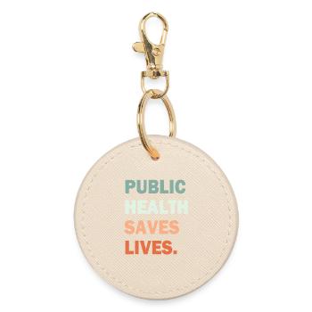 Public Health Saves Lives Gradient Typography - Round Keyring - oyster - Front