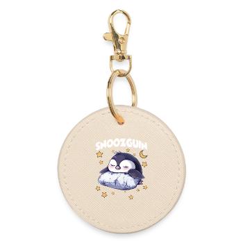 Penguin Snoozguin Pajama Late Riser Morning Grouch - Round Keyring - oyster - Front
