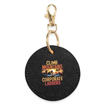Mountains instead of corporations: Climbing design office gift - Round Keyring - black - Front